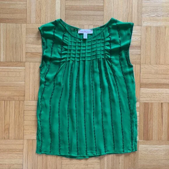 Anthropologie Sheer Sleeveless Beaded Blouse Top Bohemian Boho Fairy Classic - Picture 13 of 15